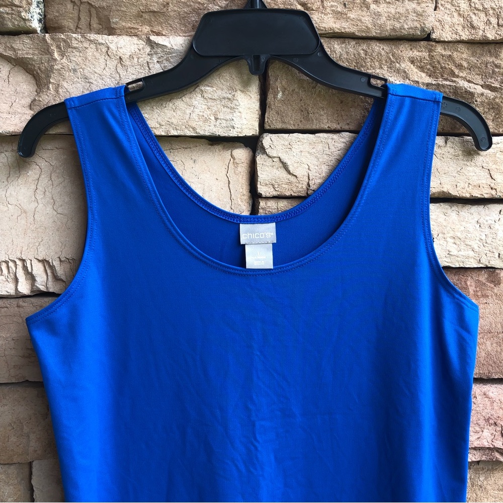 Chico’s blue stretch tank top Like New Medium - Picture 2 of 7